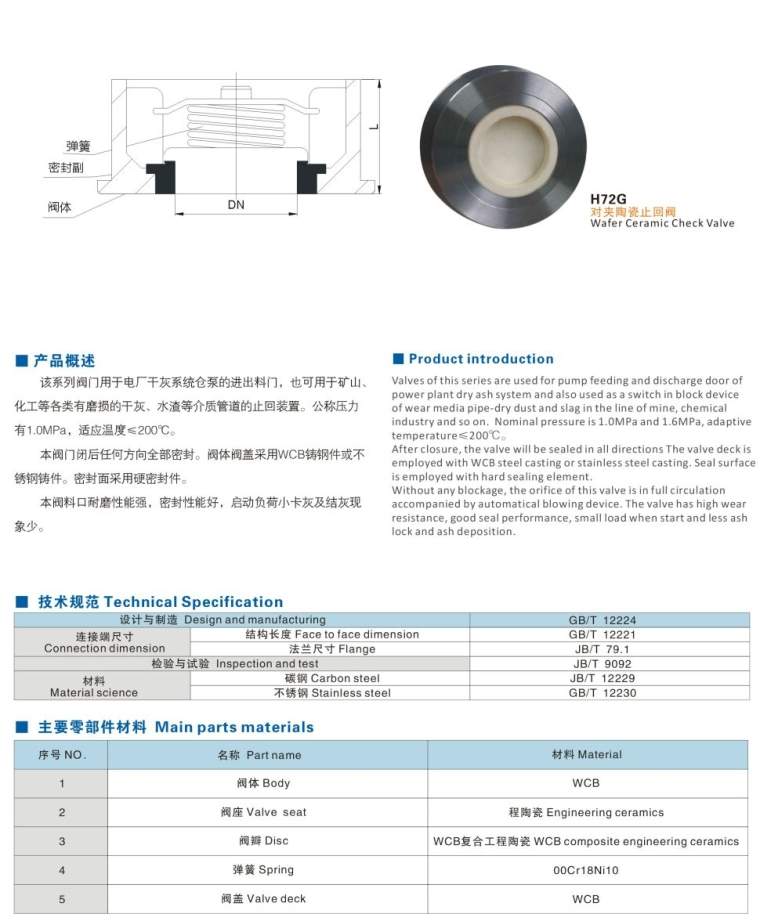H72G对夹陶瓷止回阀(图1) H72G对夹陶瓷止回阀(图1)